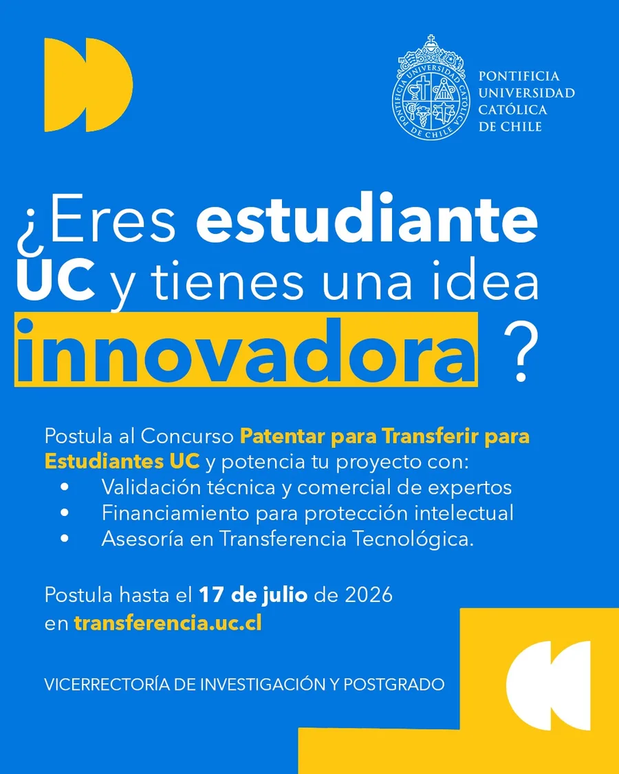 Post del concurso "Patentar para Transferir" para estudiantes UC